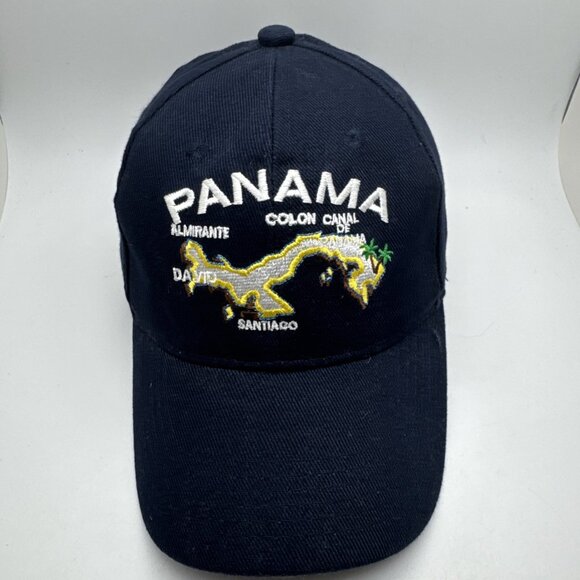 Panama Map Hat Cap Strap Back Blue Destination Causal Outdoors Adjustable GR55 - Picture 1 of 4